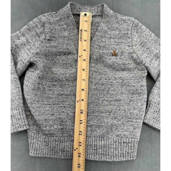 Baby GAP Cardigan Sweater 3 Years Gray Button Front Teddy Bear Logo Cotton - Picture 9 of 11